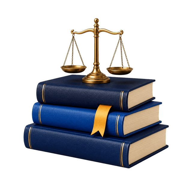 Pile de livres juridiques surmontée d’une balance